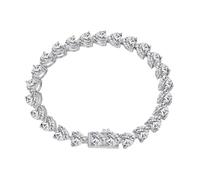 Lllunimon 925 Sterling Silver Heart-Shaped Cubic Zirconia Classic Tennis Pulseras para mujeres Mamá Cadena Pulseras Amor Joyería Regalo de Navidad Día de San Valentín Cumpleaños