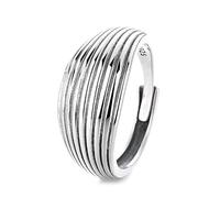 Lllunimon Anillo curvado de línea plateada S925 Joyería inspirada en Art Deco Estilo elegante y simple Regalos de uso diario para ella,A