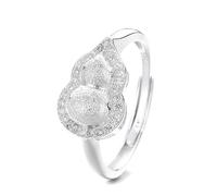 Lllunimon Anillo de calabaza de plata S925 chapado en oro Joyería minimalista elegante con diamantes Joyería inspirada en la corte oriental Uso diario Un regalo para ella,Plata