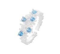 Lllunimon Anillo de circonita Aqua irregular S925 Joyería de plata esterlina Diseño de arrecife de hielo ártico Accesorios elegantes Regalos de uso diario para ella