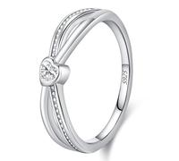 Lllunimon Anillo de circonita en forma de corazón de plata S925, con un acabado pulido espejo. Joyería sencilla y romántica para uso diario, un regalo para ella.,Size 8