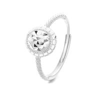 Lllunimon Anillo de flor de coche láser de plata S925 chapado en oro Joyería francesa de inspiración brillante Joyería brillante Regalos de uso diario para ella,Plata