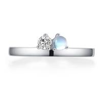 Lllunimon Anillo de piedra lunar de plata S925, con artesanía en engaste de gemas, joyería sencilla y elegante. Uso diario, un regalo para ella.,Size 6