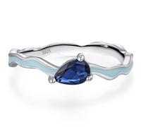 Lllunimon Anillo de piedras preciosas de plata esterlina verde, azul y rosa, joyas elegantes, uso diario, adecuado para fiestas/bodas, regalos para esposas/novias,Azul,Size 7