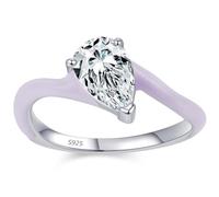 Lllunimon Anillo de Plata de Ley S925 con Esmalte Lavanda en Forma de Pera, Joyería Artística y Romántica, Uso Diario, Perfecto para Fiestas. Muestra Tu Estilo, Regalo para Mujeres,Size 9