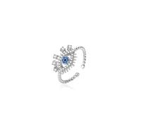 Lllunimon Anillo de plata esterlina S925 para mujer anillo de ojo de diablo bohemio joyería de la suerte para uso diario como regalo de cumpleaños para ella,Plata