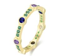 Lllunimon Anillo de plata S925 colorido de dopamina, con técnica de incrustación de gemas, joyería simple y vibrante, para uso diario, un regalo para ella.,Size 8