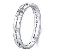 Lllunimon Anillo de plata S925 con brillante de geometría, incrustaciones de circonita, joyería simple y moderna. Uso diario, regalo para ella.,Size 7