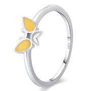 Lllunimon Anillo de plata S925 con diseño de mariposa, esmalte, joyería simple y vibrante. Uso diario, un regalo para ella.,Size 9