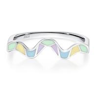 Lllunimon Anillo de plata S925 con forma de ola, joyería de esmalte de dopamina, joyería simple y vibrante. Uso diario, un regalo para ella.,Size 5