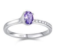 Lllunimon Anillo de plata S925 con gema púrpura, acabado pulido espejo, joyería simple y elegante. Uso diario, un regalo para ella.,Size 5