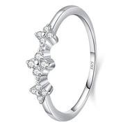 Lllunimon Anillo de plata S925 en forma de flor, con técnica de engaste de circonita, joyería sencilla y romántica. Ideal para el uso diario, un regalo para ella.,Size 7