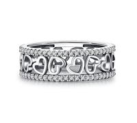 Lllunimon Anillos de Plata de Ley, Anillos de Corazón para Mujer, Promesa para Ella, Anillos de Compromiso y Boda Eternos con Circonia Cúbica 925, Tallas 5 6 7 8 9, Uso Diario,Size 6