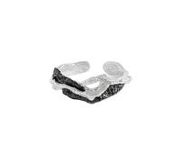 Lllunimon Anillos divididos contrastantes para mujer Joyería de plata esterlina Lava & Frost Joyería texturizada Uso diario Un regalo para ella