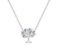 Lllunimon Colgante del árbol de la vida del mal de ojo Collar de plata esterlina 925 Proceso de incrustación de esmalte Estilo colorido y lindo Regalos de uso diario para ella