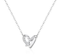 Lllunimon Collar de plata esterlina 925 para mujer Exquisito amor eterno Colgante de circón Collar de moda Joyería Regalo Cadena de clavícula Uso diario