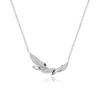 Lllunimon Collar de plumas de plata de ley S925 con purpurina circonio estilo natural colgante estilo elegante y romántico Regalos de uso diario para ella