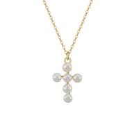 Lllunimon Collares De Perlas De Oro Para Mujeres Collar De Cruz Para Mujeres Collar De Colgante De Cruz Para Novia Simple Trendy Cross Jewelry Gifts for Wedding Mothers Day Birthday