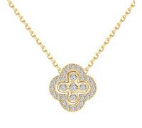 Lllunimon Cuatro hojas de trébol colgante collar para mujeres 18 quilates oro plateado cuatro hojas de trébol collar simple suerte joyería regalos de San Valentín para las mujeres chica,Oro