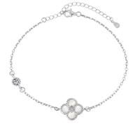 Lllunimon Delicada pulsera de trébol de 4 hojas para mujer Encantadora pulsera de una sola flor Apilable Pulsera de plata de ley 925 Regalo de joyería de la buena suerte ajustable,C