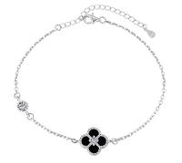 Lllunimon Delicada pulsera de trébol de 4 hojas para mujer Encantadora pulsera de una sola flor Apilable Pulsera de plata de ley 925 Regalo de joyería de la buena suerte ajustable,A
