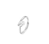 Lllunimon Exquisito anillo abierto de plata esterlina 999 flor de rosa anillos de tamaño ajustable para mujeres lindos regalos de joyería para ella