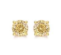 Lllunimon Pendientes brillantes de plata de ley 925 Rose Cut Brilliant Diamond Halo Stud Earrings Pink Post Earrings for Women Promise Wedding Valentines Jewelry Gift for Women,C