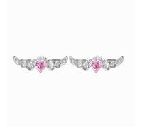 Lllunimon Pendientes de alas de corazón de diamante rosa 925 Pendientes de plata esterlina para mujer Joyería inspirada en ángeles guardianes Uso diario Un regalo para ella