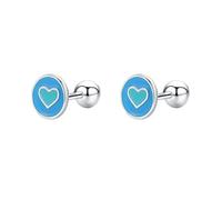 Lllunimon Pendientes de botón de amor de esmalte azul 925 Pendientes de plata esterlina Joyería azul degradada para uso diario Un regalo para ella