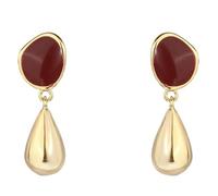 Lllunimon Pendientes de cobre con forma de gotas de agua en color borgoña, con acabado pulido, estilo vintage y elegante. Perfectos para uso diario, un regalo para ella.