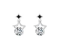 Lllunimon Pendientes de Estrella de Circón 925 Plata de Ley Pendientes de Mujer Diseño de Recorte Celestial Joyería Inspirada en el Universo Elegante Uso Diario Un Regalo para Ella
