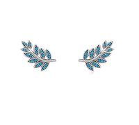 Lllunimon Pendientes de hoja de turquesa S925 Plata de ley Hoja pequeña Pendientes de botón de turquesa azul para mujer Joyería de hoja de turquesa para adolescentes niñas Primavera