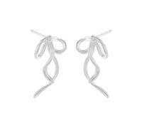 Lllunimon Pendientes de lazo de cinta 925 Pendientes de plata esterlina para mujer Joyería francesa elegante Regalo de uso para ella
