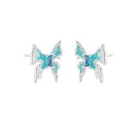 Lllunimon Pendientes de Mariposa de Esmalte S925 Pendientes de Plata Esterlina para Mujer Joyería de Mariposa Glaciar de Islandia para Uso Diario Un regalo para ella