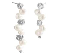Lllunimon Pendientes de perla para mujeres, estilo asimétrico de plata de ley, aretes colgantes y de caída, joyería artística texturizada irregular, uso diario, regalo para ella