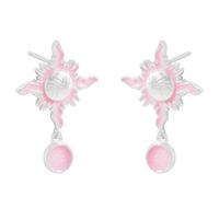 Lllunimon Pendientes de Plata de Ley para Mujeres, Pendientes de Estudio de Esmalte de Llama del Dios Solar Rosa, Joyería Diaria Elegante y Soñadora, Regalo para Novia/Hermanas