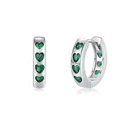 Lllunimon Pendientes de plata esterlina 925 para mujer Pendientes de circonita Love Joyería discreta y chic Accesorios de estilo lindo para el uso diario Un regalo para ella,Verde