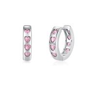 Lllunimon Pendientes de plata esterlina 925 para mujer Pendientes de circonita Love Joyería discreta y chic Accesorios de estilo lindo para el uso diario Un regalo para ella,Rosado