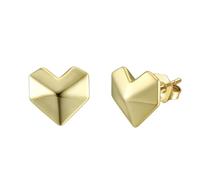 Lllunimon Pendientes Sencillos Corazón Amor Pendientes de Plata de Ley 925 para Mujer Pendientes Hipoalergénicos para Mujer Pendientes Triangulo Corazón para Novia,Oro
