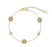 Lllunimon Pulsera de trébol de cuatro hojas de la suerte única y linda para mujeres 925 Sterling Silver Fashion Bracelet Joyería Regalos para mujeres Regalo del Día de la Madre,Oro