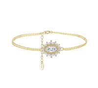 Lllunimon Pulsera Ojo Protector Guardian, Plata de Ley S925 con Chapado en Oro de 14k, Doble Cadena Ajustable para un Ajuste Perfecto, Regalo Significativo para Mamá y Amigos,Oro
