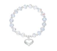 Lllunimon Pulseras de cuentas de cristal para mujeres, brazalete con encanto de corazón y sonrisa, 7 pulgadas, joyería brillante para mamá, esposa, amiga, uso diario,A