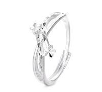 Lllunimon S925 Plata Doble Estrella Anillo Cortado con Láser Joyería Inspirada en la Estrella de Bohemia Estilo elegante y minimalista Regalos de uso diario para ella,Plata
