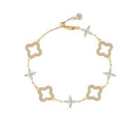 Lllunimon Shinning boda de novia de circonio cúbico pulsera para las mujeres de dama de honor, elegante trébol de cuatro hojas pulsera para las mujeres de la suerte pulseras para Prom,Oro