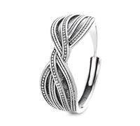 Lllunimon Vintage geométrico lunares S925 anillo de plata banda retorcida joyería Estilo elegante y sencillo Regalos de uso diario para ella,A