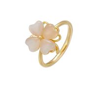 Lllunimon White Four Leaf Clover Spinner Ring Love Heart Cat Eye Stone Flower Stacking Adjustable Open Statement Relieve Stress Fidget Finger Bands Anillos de boda Lucky Gifts