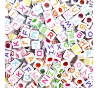 LLMSIX 500 cuentas cuadradas acrílicas de letras coloridas del alfabeto, collares, bricolaje (6 mm)