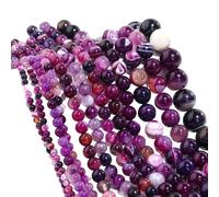 LLMWFA 4 6 8 10 12 mm Piedra preciosa natural Púrpura Cuentas sueltas, de ojo tigre redondo, Amatista Ágata Jades Espaciador Cuenta(Purple,12mm x 32)