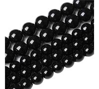 LLMWFA Cuentas espaciadoras sueltas de 38 cm, 4 6 8 10 12 mm cuentas accesorios bricolaje, piedra ágata natural 15 pulgadas, redondas(Black agate,8mm x 45)