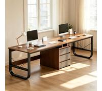 LLNWDNB Escritorio Doble 240 * 50 * 76 cm Escritorio para Computadora 2 Personas con 3 Cajone,Estante Metálico, Estante de Almacenamiento Mesa Oficina Eescritorio Gaming para Oficinas Estudios A